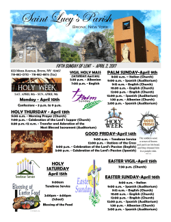 fifth sunday of lent - april 2, 2017 - St. Lucy