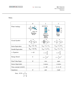 R L C Water Analogy Circuit Symbol Series Equivalent Parallel