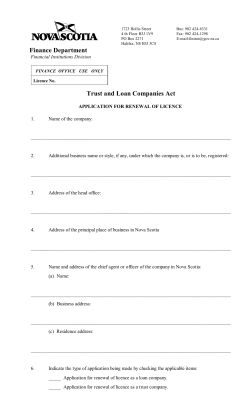Finance Department Trust and Loan Companies Act