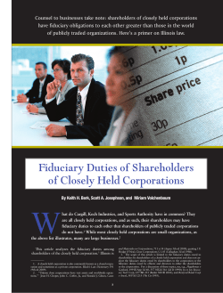 Fiduciary Duties of Shareholders of Closely Held