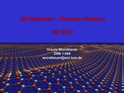 2D Materials &ndash; The New Flatland SS 2014