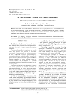 The Legal Definition of Terrorism in the United States and