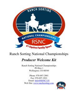 Ranch Sorting National Championships Producer Welcome