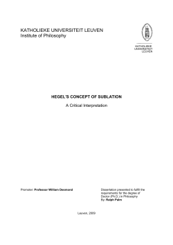 Hegel`s Concept of Sublation: A Critical Interpretation