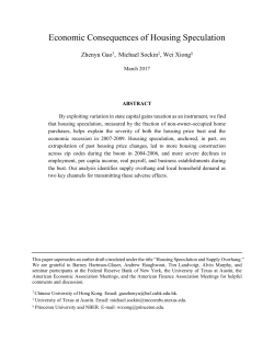 Economic Consequences of Housing Speculation