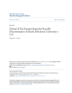 Denial of Tax Exempt Status for Racially Discriminatory Schools