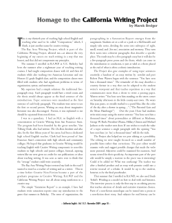 "Homage to the California Writing Project"