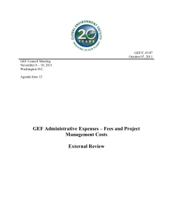 GEF Administrative Expenses &ndash; Fees and Project Management