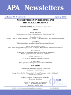 Black Experience - The American Philosophical Association