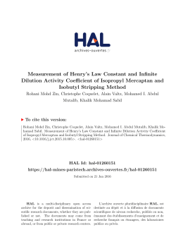 Measurement of Henry`s Law Constant and Infinite Dilution Activity