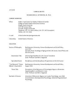 Settersten-CV (2-4-14) - Oregon State University