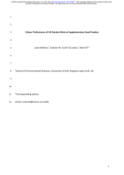 Colour Preferences of UK Garden Birds at Supplementary