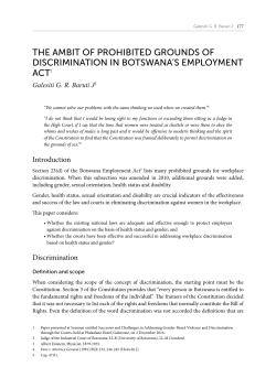 the ambit of prohibited grounds of discrimination in botswana`s