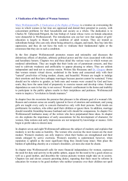A Vindication of the Rights of Woman Summary Mary