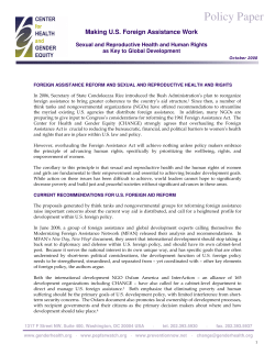 Foreign Assistance Reform - Center for Health and Gender Equity