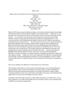 HIST 281 - Magic, Marvels, and Nature in the Pre
