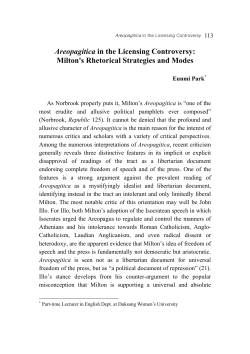 Areopagitica in the Licensing Controversy: Milton`s Rhetorical