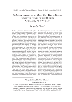 Jacquelyn Shaw - McGill Journal of Law and Health