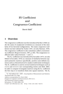 RV Coefficient and Congruence Coefficient