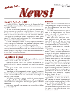 Ready, Set...SHOW! Vacation Time!