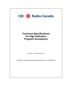 Technical Specifications for High Definition Program