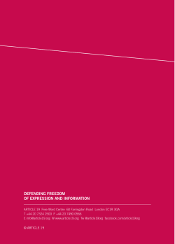 DEFENDING FREEDOM OF EXPRESSION AND INFORMATION