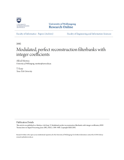 Modulated, perfect reconstruction filterbanks with integer coefficients