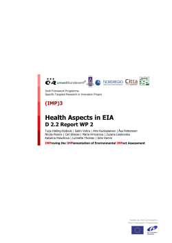 Health Aspects in EIA