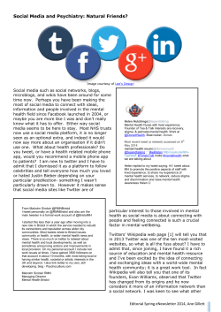 Social Media and Psychiatry: Natural Friends?