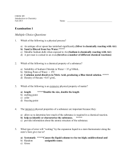 Examination 1 Multiple Choice Questions