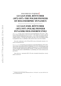 LUCJAN EMIL B&uml;OTTCHER (1872-1937)&ndash;THE POLISH PIONEER