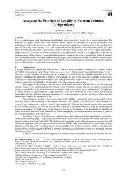 Assessing the Principle of Legality in Nigerian Criminal Jurisprudence