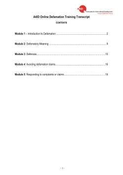 A4ID Online Defamation Training Transcript