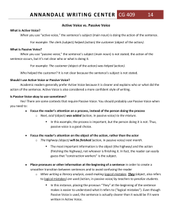 Active Voice vs. Passive Voice