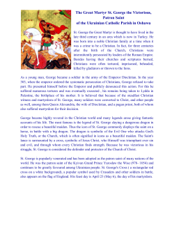 The Great Martyr St. George the Victorious, Patron Saint of the