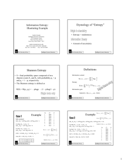 Etymology of &ldquo;Entropy&rdquo; Shannon Entropy Definitions Example