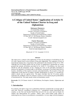 A Critique of United States` Application of Article 51 of the United