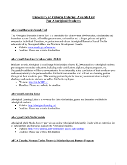 University of Victoria External Awards List For Aboriginal Students