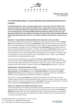 PRESS RELEASE A record-breaking edition | A great celebration