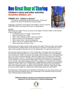 Children`s story and other activities SHARING BRINGS JOY