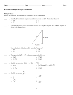 ExamView - Rads and Rt Triangles Unit Review.tst