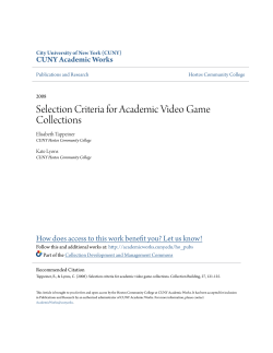 Selection Criteria for Academic Video Game Collections
