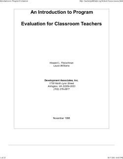 Introduction to Program Evaluation