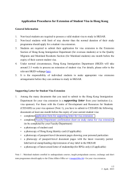 Application procedures for an extension of Student Visa in Hong Kong