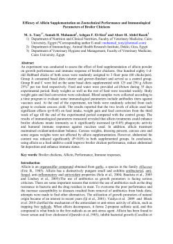 Efficacy of Allicin Supplementation on Zootechnical Performance