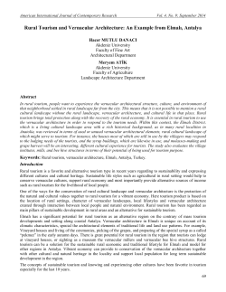 Rural Tourism and Vernacular Architecture: An Example from Elmalı