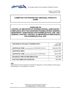 CPMP guideline on control of impurities of pharmacopoeia