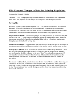 FDA Proposed Changes to Nutrition Labeling Regulations