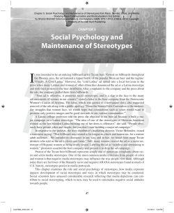 Social Psychology and Maintenance of Stereotypes