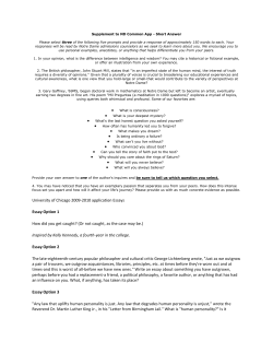 University of Chicago 2009-2010 application